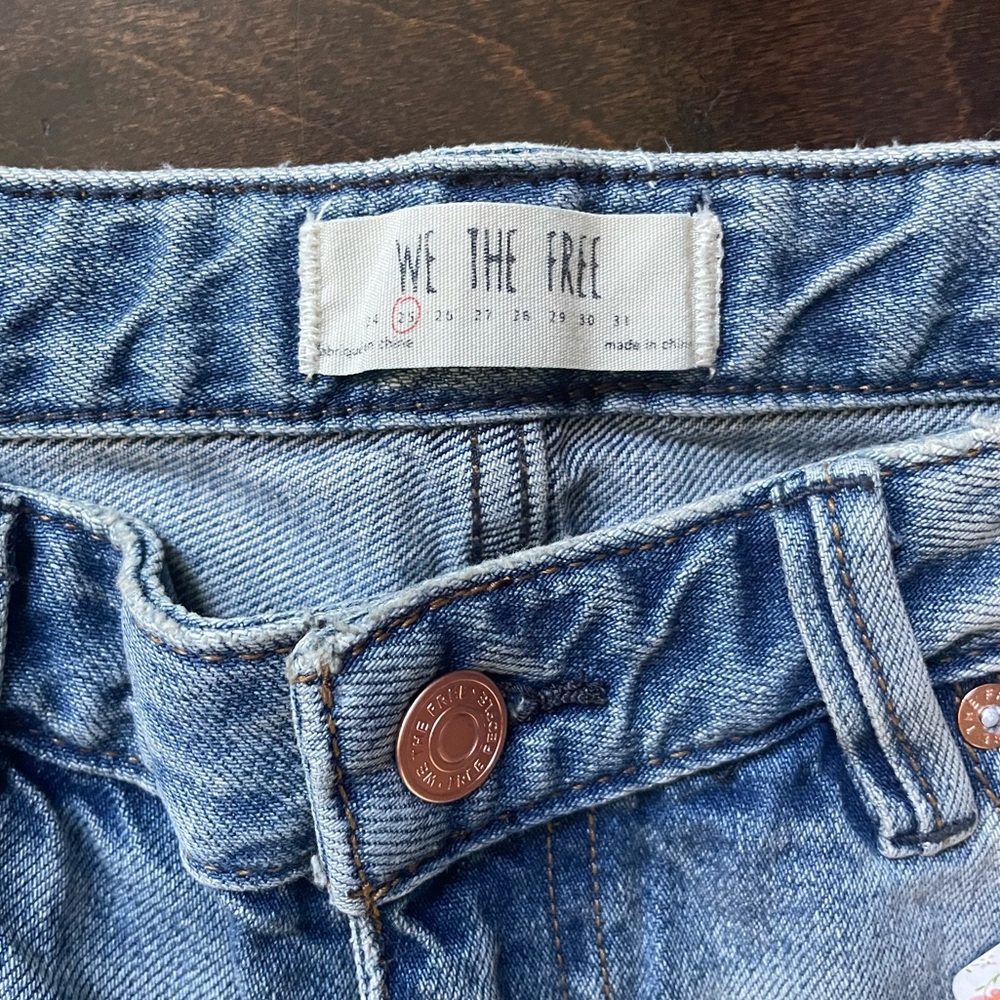 Free People Wide Leg Fringe Hem Jeans - Picture 7 of 8